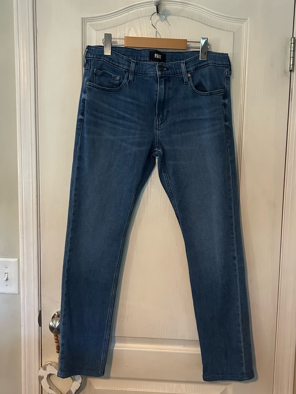 PAIGE Slim Straight Jeans in Medium Blue